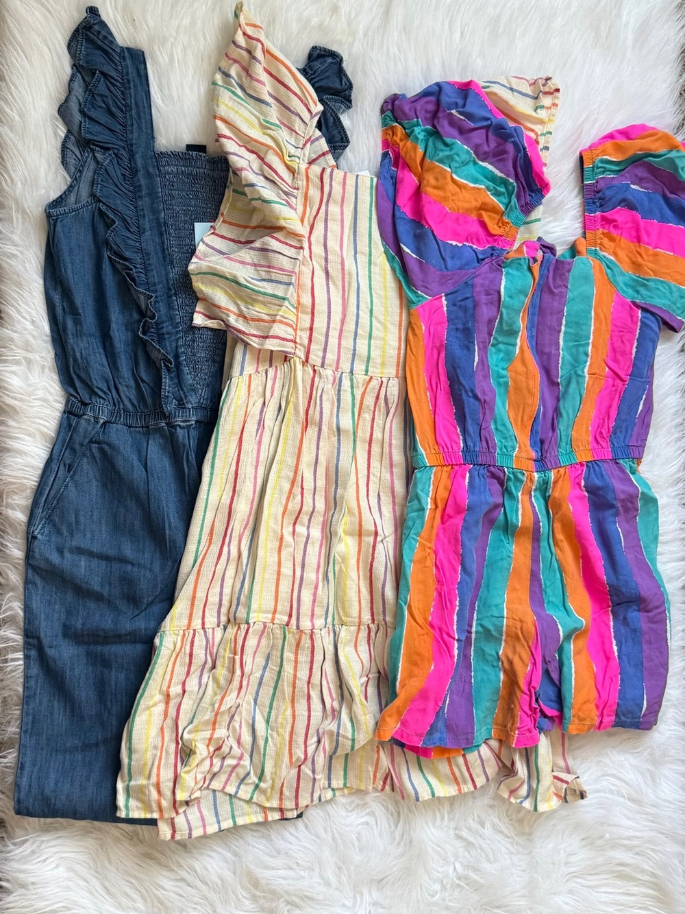 3-For-1: Multicolor Romper,NWT-Multicolor Dress &Lightweight Denim Pants Romper